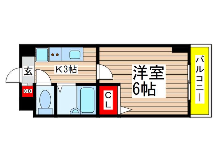 レジディア船橋Ⅳ(1K/2階)の間取り写真