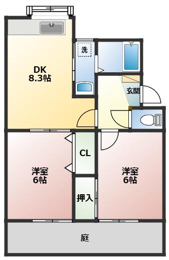 ファミリー四季(2DK/1階)の間取り写真
