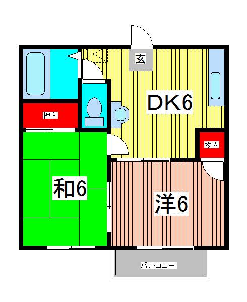 コートハウス南平B棟(2DK/2階)の間取り写真