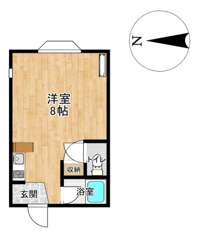 アトムハイツII(ワンルーム/1階)の間取り写真