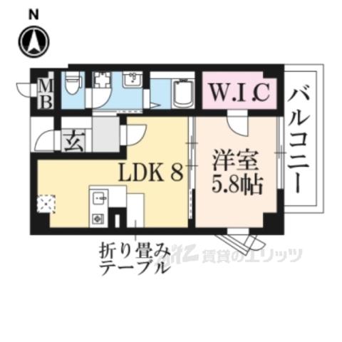 アンソレイエ(1DK/5階)の間取り写真