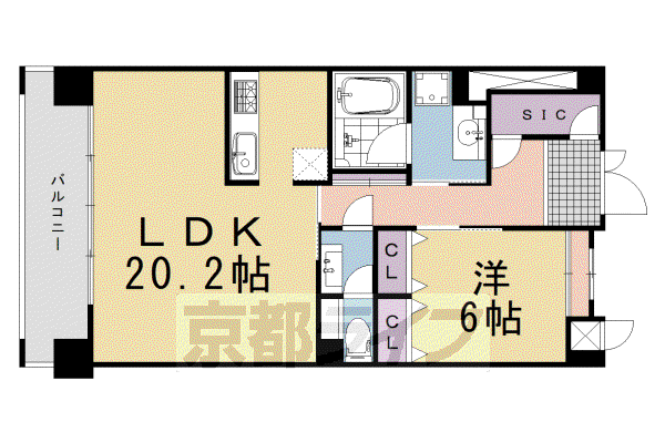 ES-GRANDE京都長岡天神(1LDK/2階)の間取り写真