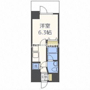 プライマル靭本町(1K/3階)の間取り写真