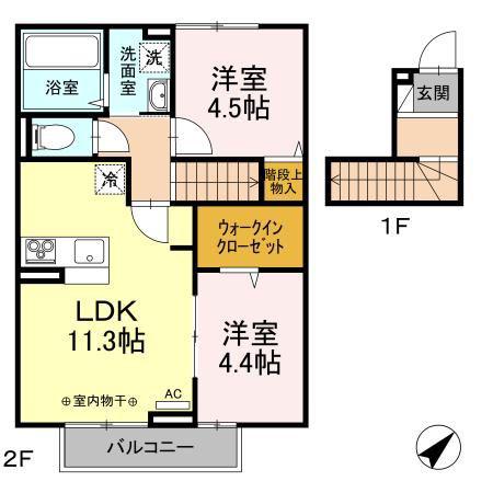 スワロウテイル(2LDK/2階)の間取り写真