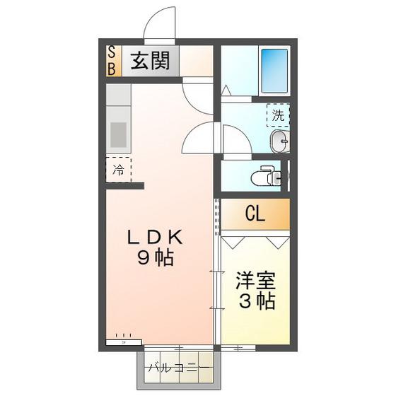 ビビッド(1LDK/2階)の間取り写真