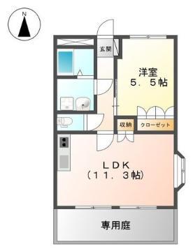 グリーン・ヴィレッジS(1LDK/1階)の間取り写真