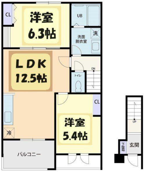 TIARA(2LDK/2階)の間取り写真