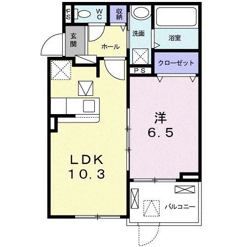 カーサアリビオ(1LDK/3階)の間取り写真
