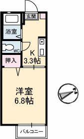 メゾンリベルテ(1K/2階)の間取り写真