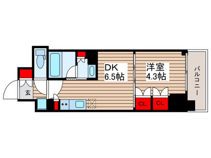 BRILLIA IST 上野稲荷町(1DK/10階)の間取り写真