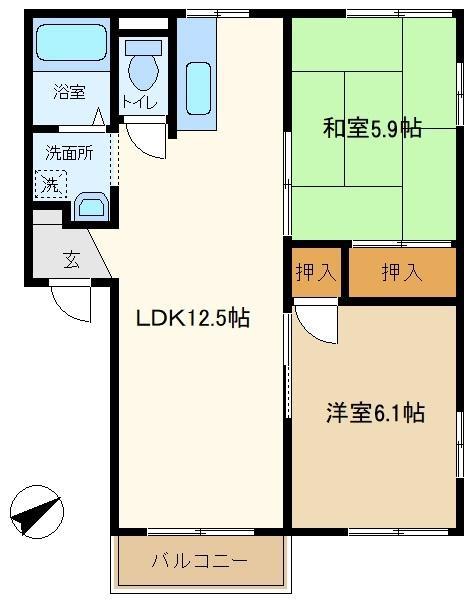 第3押田ハイツ(2LDK/2階)の間取り写真
