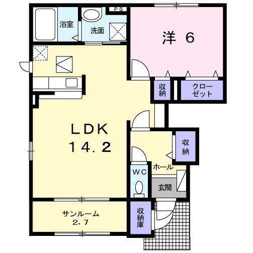 グランアブニールIII(1LDK/1階)の間取り写真