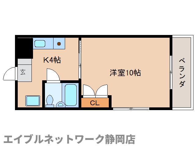 ヴィラージュII(1K/2階)の間取り写真