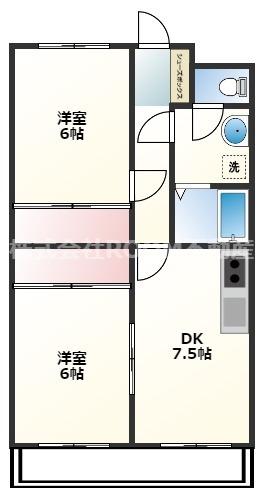 サンライズ 若葉(2DK/2階)の間取り写真