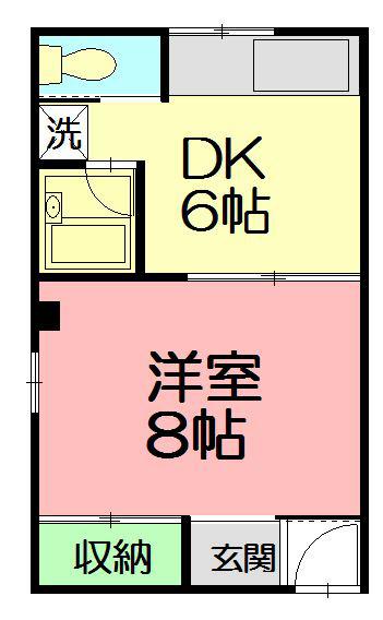 湘南グリーンハイム(1DK/1階)の間取り写真