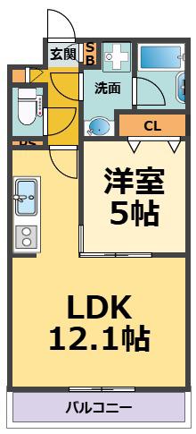 ルーセス甲子園(1LDK/3階)の間取り写真