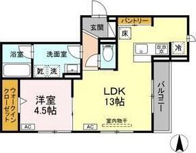 AVGI新瑞橋(1LDK/1階)の間取り写真
