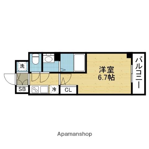 IW RESIDENCE大阪CREST TAPP(1K/2階)の間取り写真