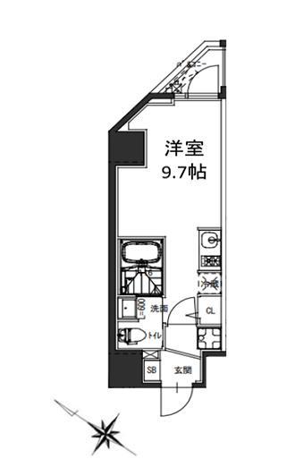 S-RESIDENCE駒込六義園(ワンルーム/9階)の間取り写真