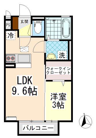 カーサ・フェリオ南佐古(1LDK/1階)の間取り写真