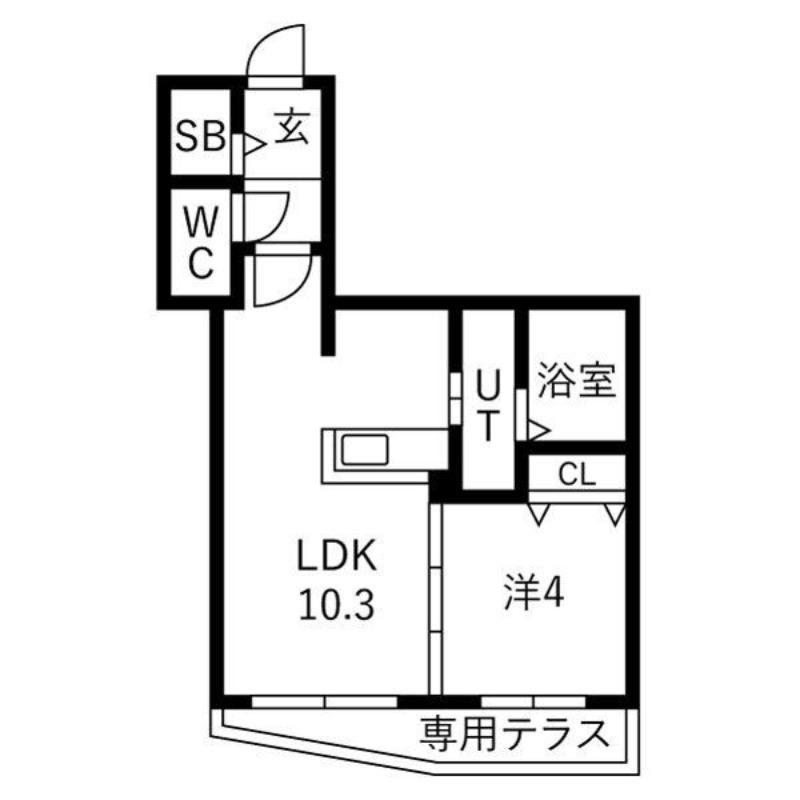 ALIVIS宮の森(1LDK/1階)の間取り写真