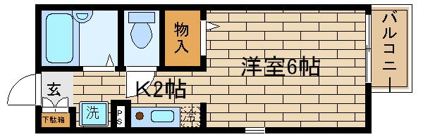 クレベール萩(1K/2階)の間取り写真
