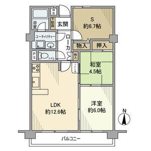 ホワイトキャッスル岩倉II(2SLDK/2階)の間取り写真