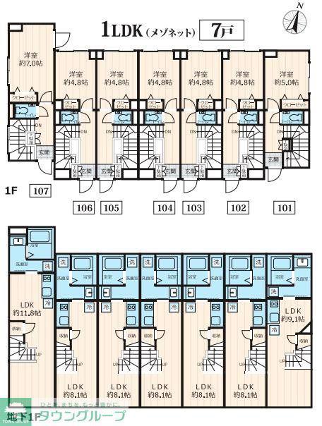 ザ・レジデンス駒澤大学(1LDK/B1階)の間取り写真