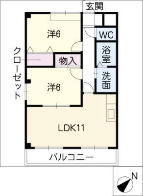 滝の水パークハイツIII(2LDK/2階)の間取り写真