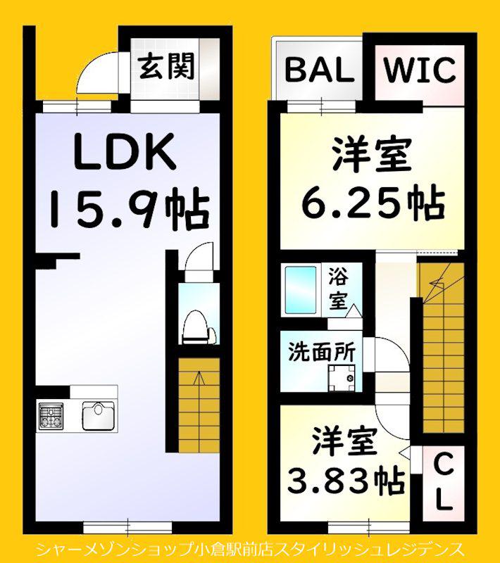 N-TERRACE黄金町(2LDK/1階)の間取り写真