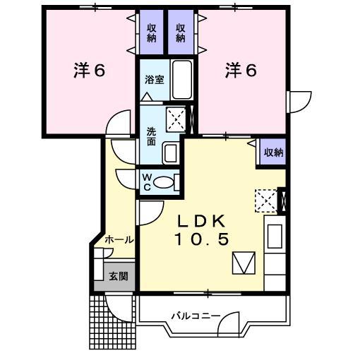 エミアルカテー(2LDK/1階)の間取り写真