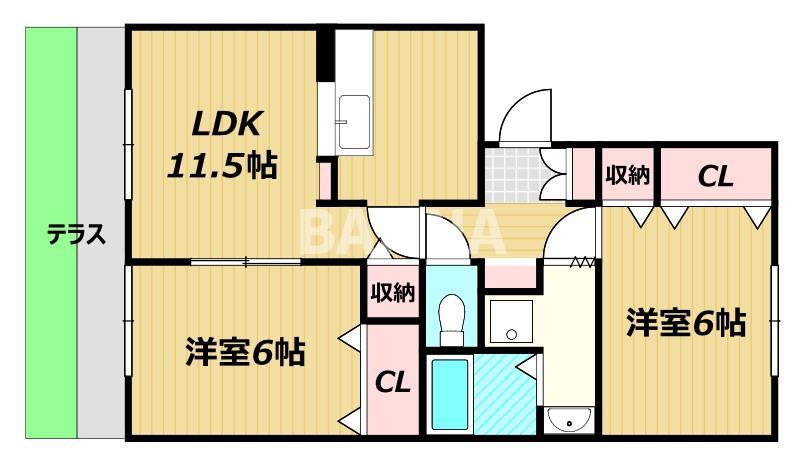 フロリアーデ梅島(2LDK/1階)の間取り写真