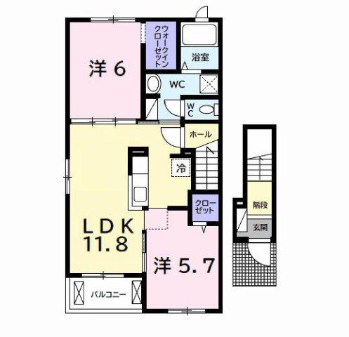 スカイ ブリーズ(2LDK/2階)の間取り写真