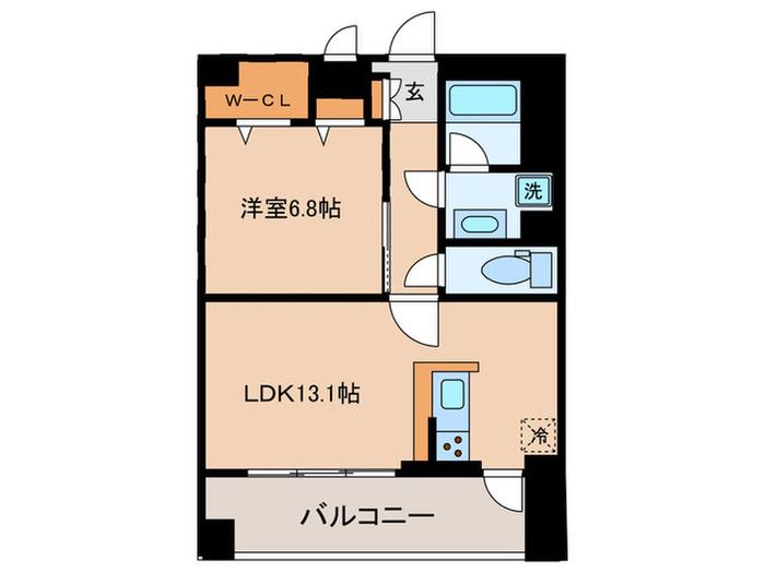 コリーヌ池田山(1LDK/3階)の間取り写真