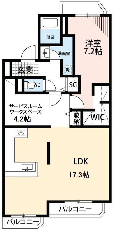 シャイン壱番館(1SLDK/4階)の間取り写真