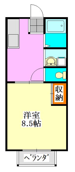 サンクレスト三山(1DK/1階)の間取り写真