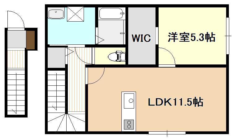 FLOURISH IN 旭町(1LDK/2階)の間取り写真