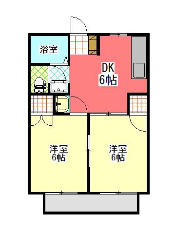 カーサ21(2DK/2階)の間取り写真