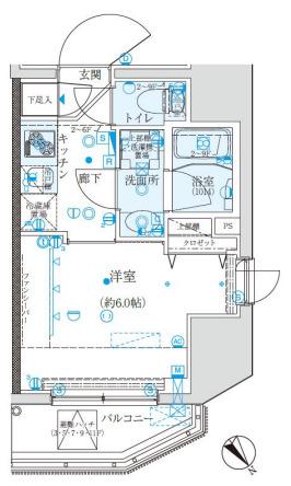 クレイシア五反田駅前(1K/8階)の間取り写真