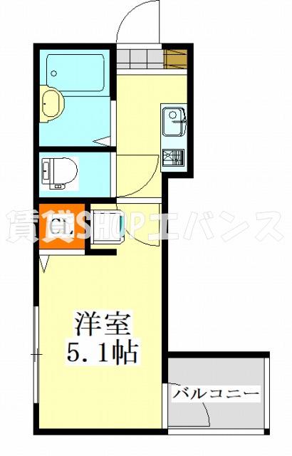 MELDIA津田沼(1K/3階)の間取り写真