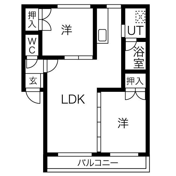 第7誉ハイツ(2LDK/2階)の間取り写真