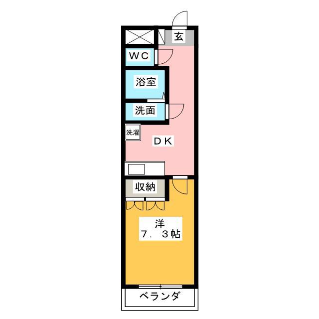 クレストールI(1K/2階)の間取り写真