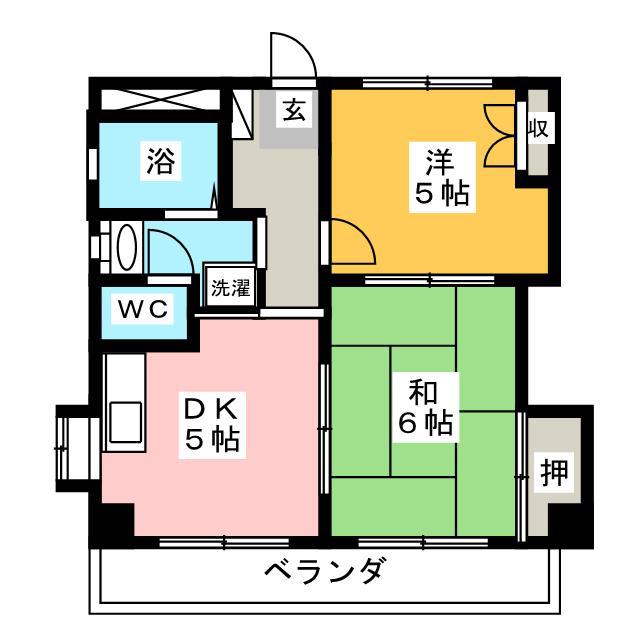 ハイツしむらIII(2DK/3階)の間取り写真