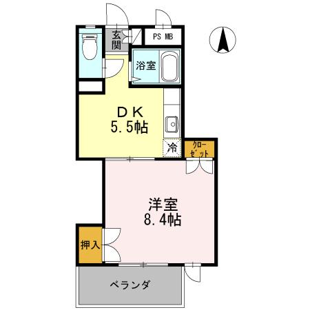 みよしのハイツ(1DK/2階)の間取り写真