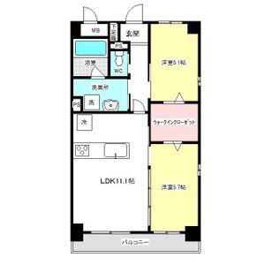 LA MIA CASA(2LDK/5階)の間取り写真