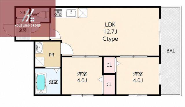 TIO GRACE(2LDK/2階)の間取り写真