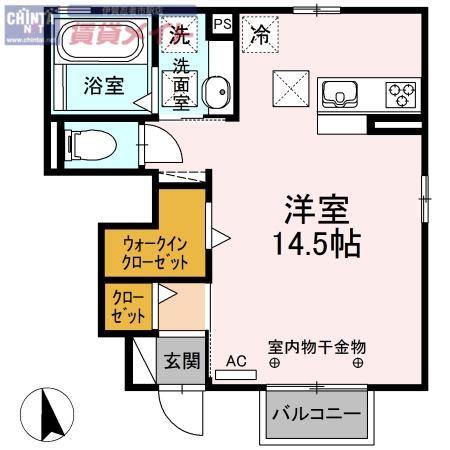ベル アルモニー(ワンルーム/1階)の間取り写真