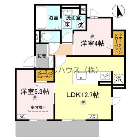オースター・カレンデュラ(2LDK/1階)の間取り写真