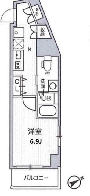 ラヴィエント南千住V(1K/9階)の間取り写真