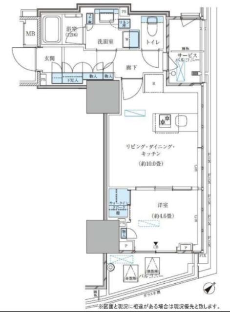 パークアクシス五反田スカイタワー(1LDK/15階)の間取り写真